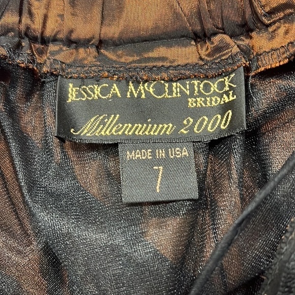 Jessica McClintock Brown Iridescent Taffeta Midi Shirt Sz-7 - Picture 6 of 7